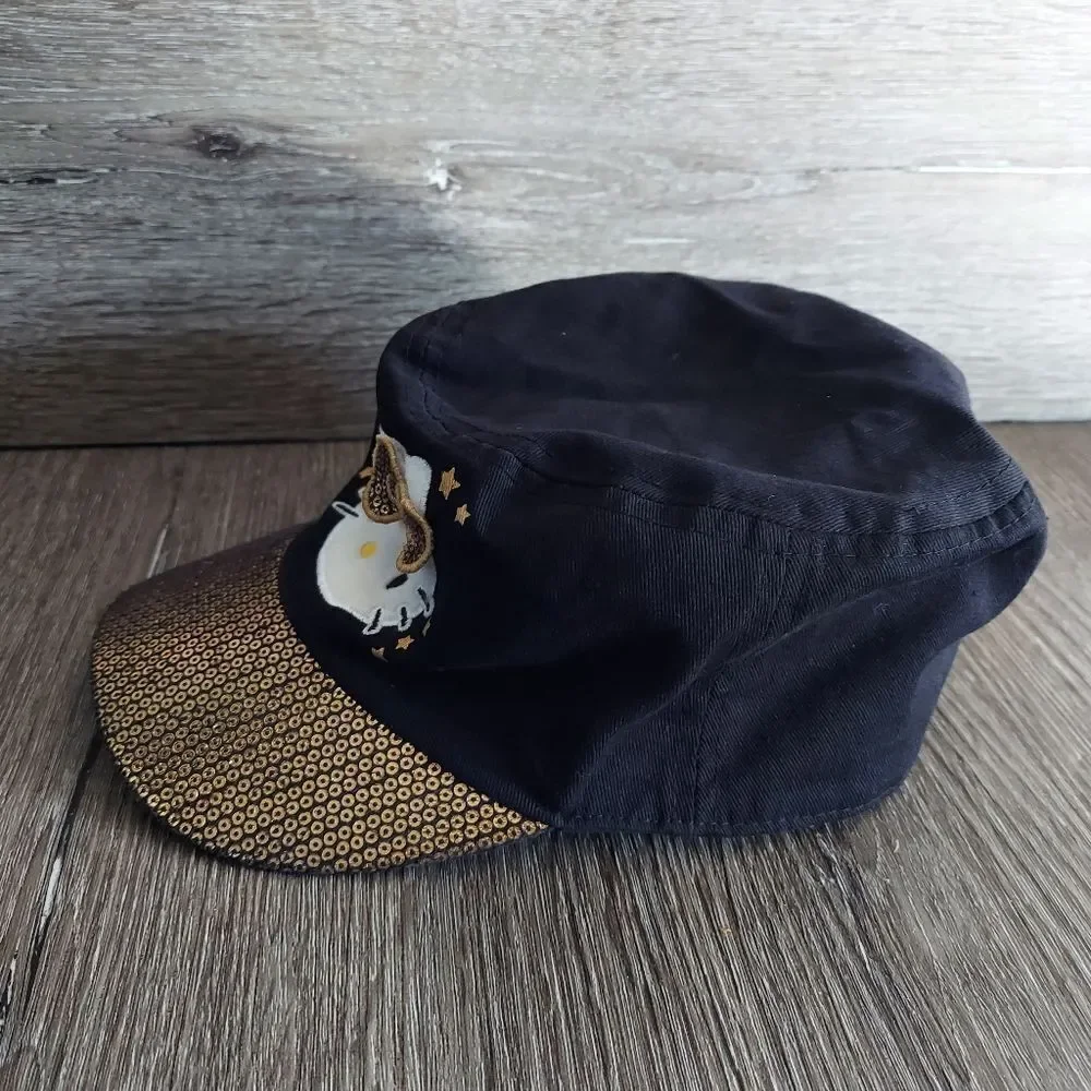 Hello Kitty Black and Gold Kids Cadet Cap